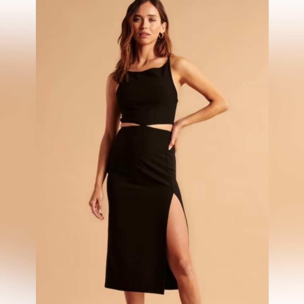 Abercrombie & Fitch Black Midi Dress